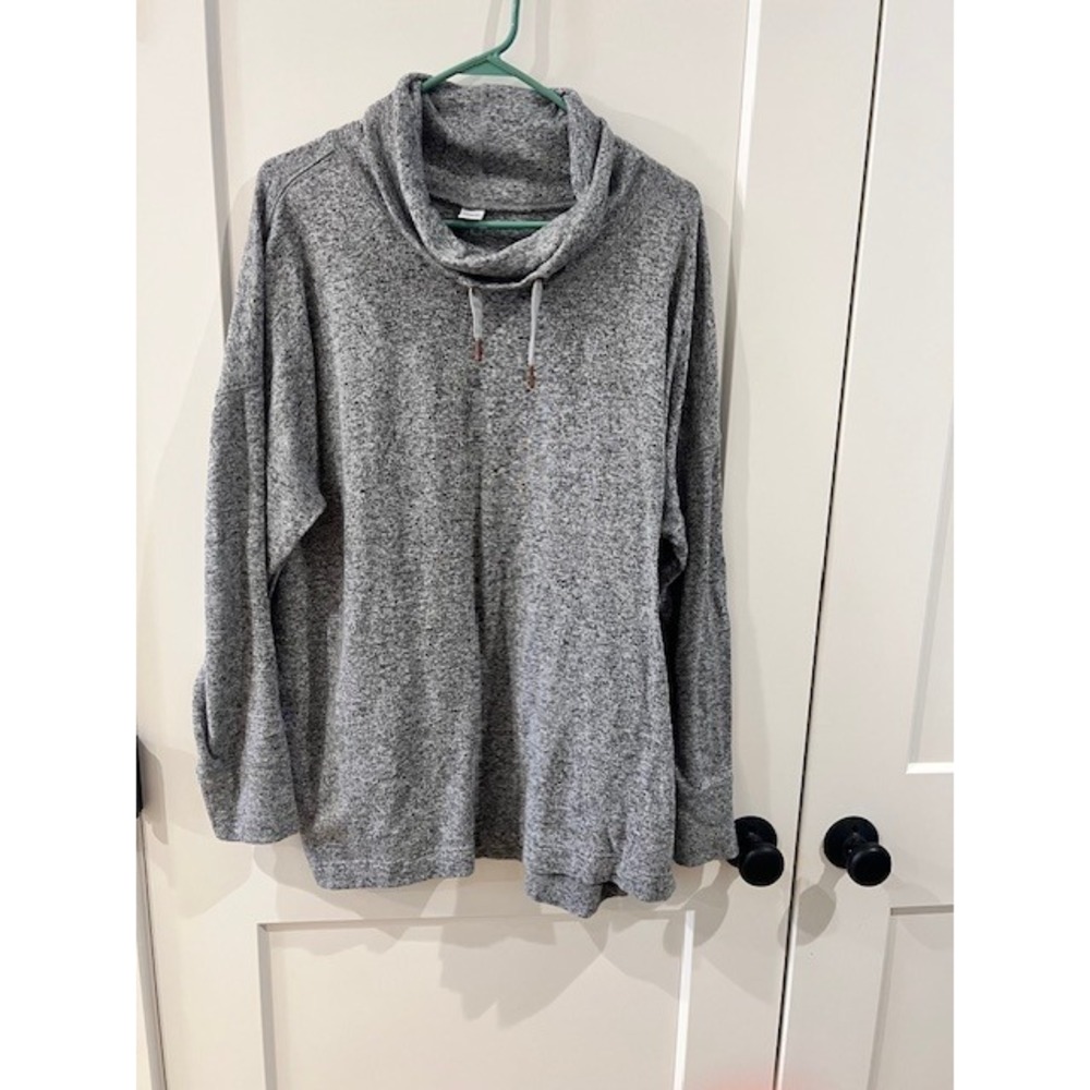 Old Navy Active Womens XXL Gray Cowl Neck Pullover Sweatshirt Heathered Marl Top